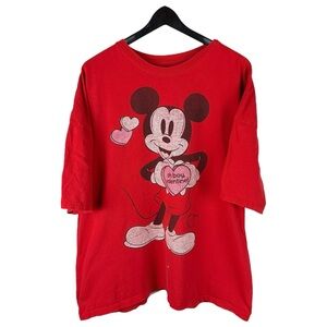 Mens Y2K Disney Store Mickey Mouse Cartoon Heart Graphic Shirt Size 2XL